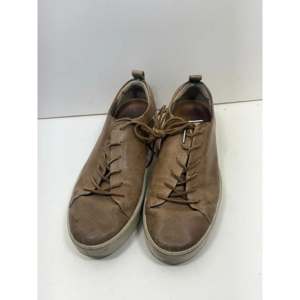 ECCO Men's Soft 7 Shoes Size US 10 EU 44 Brown Leather‎ Low Top Lace Up Sneakers